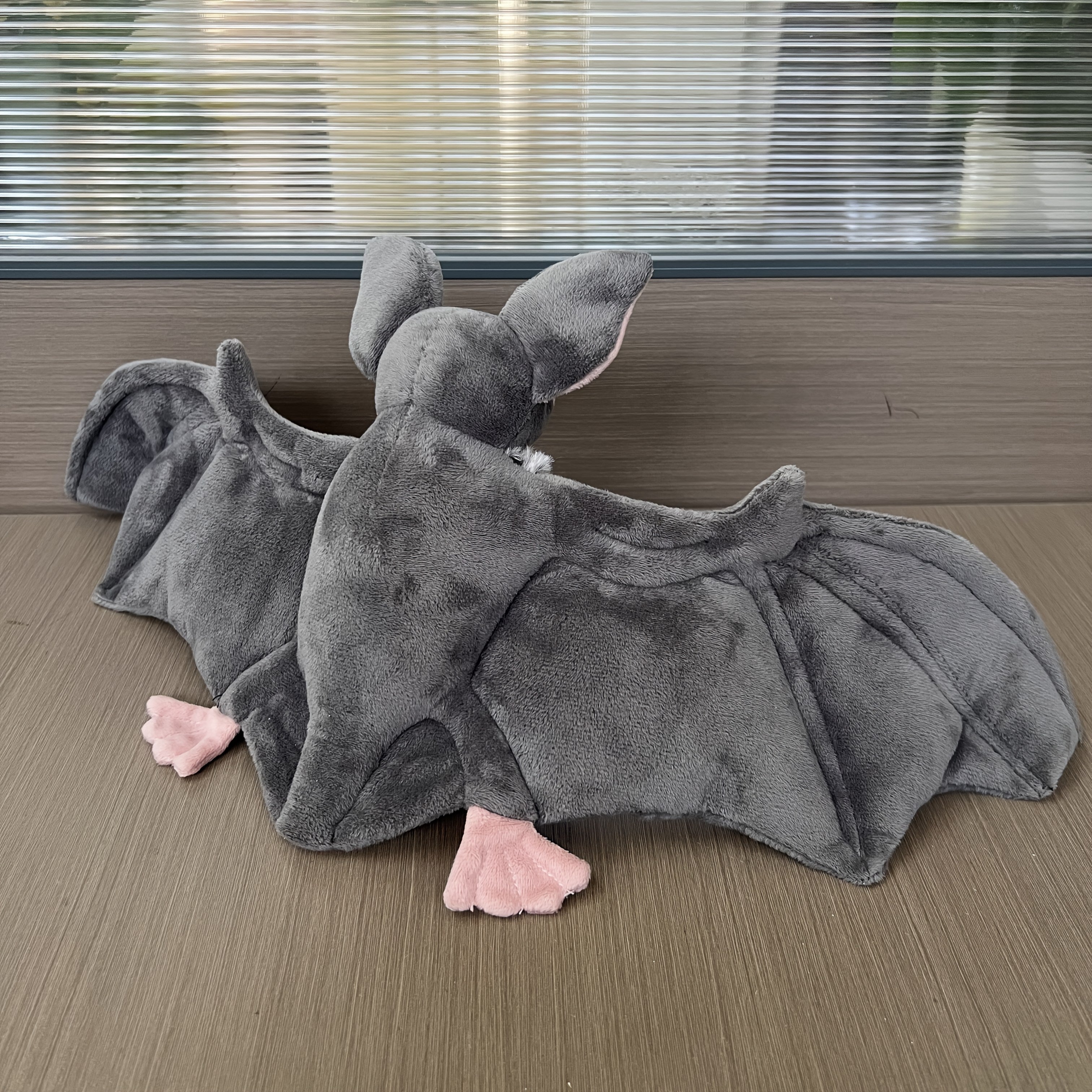 Adorable Grey Bat Plush - 23" Wingspan Soft Stuffed Animal, Halloween Party Decor for Home Bedroom Car, Cute Spooky Gift for Animal Lovers