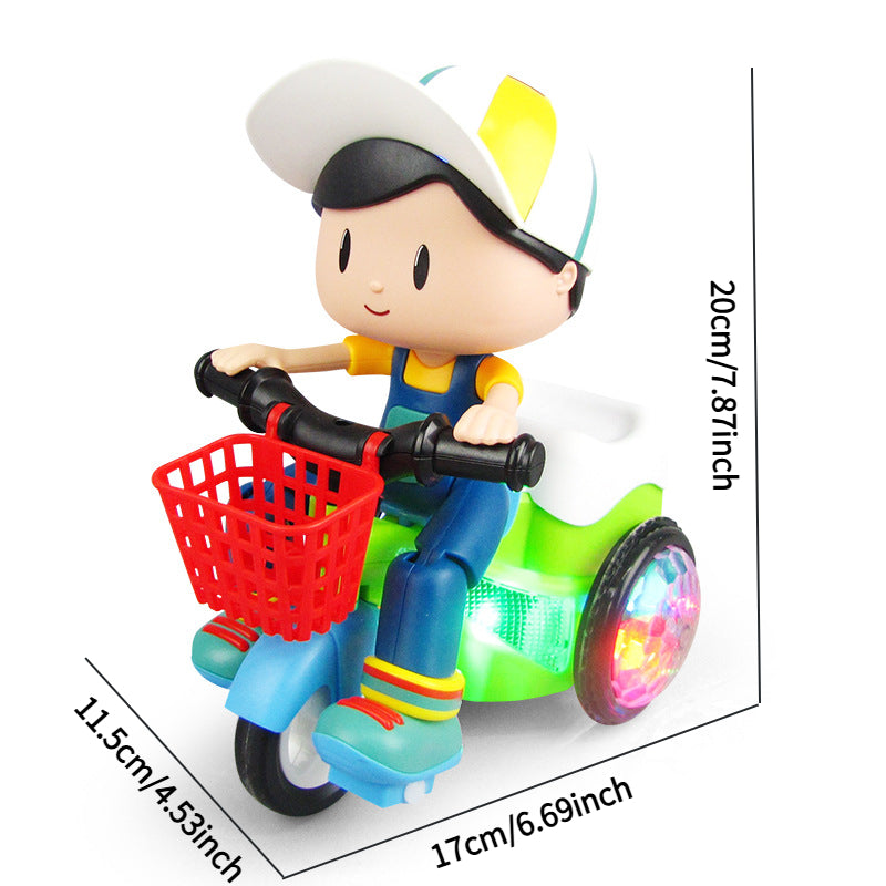 Toddler Electric Tricycle Toy Motorcycle with 360° Rotation, Luminous Lights & Push-Power/ Operation - Green/Red/Pink/Purple Kids Ride-On Car, Stunt Vehicle for Olds (, Low Voltage) - Birthday/Christmas