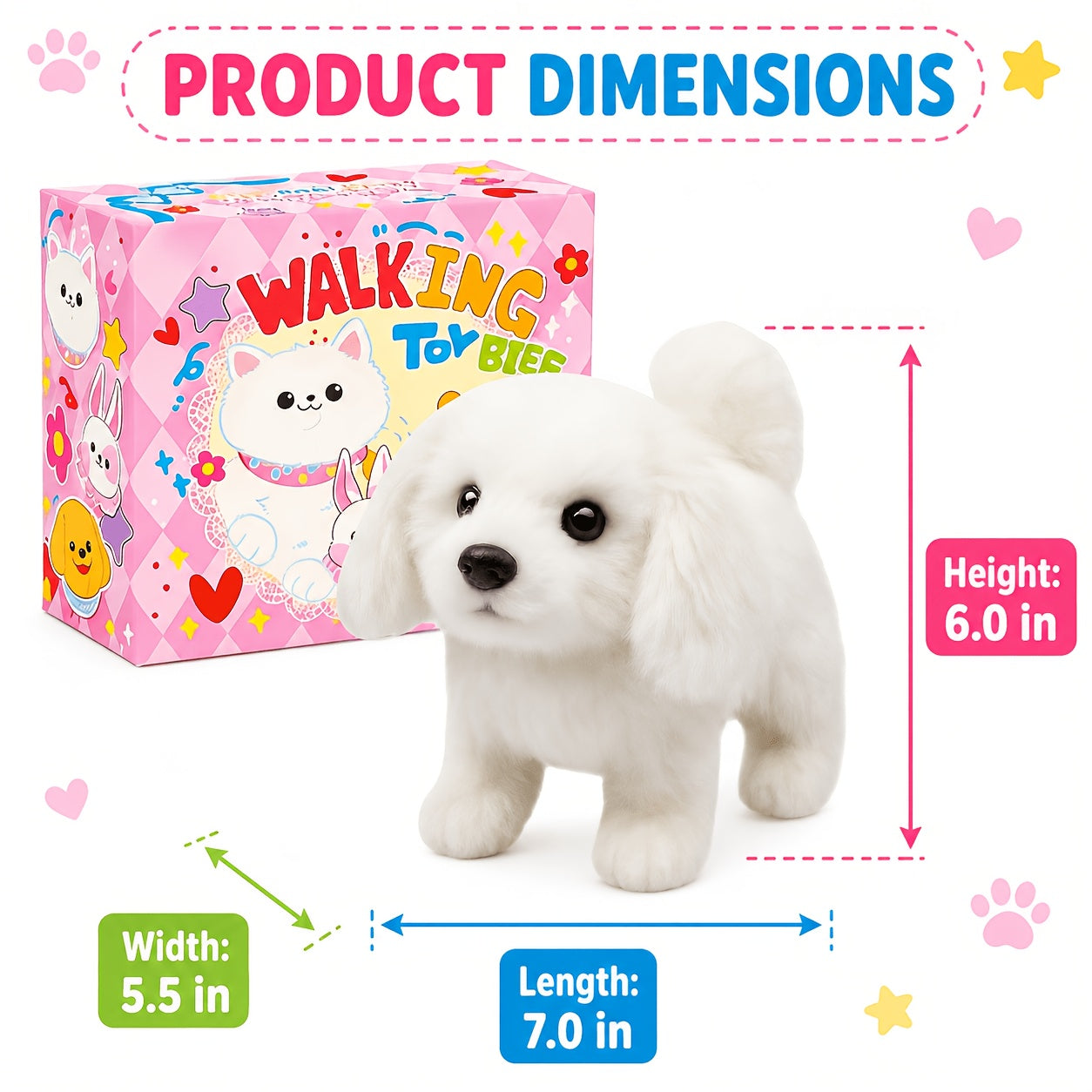 Plush Interactive Puppy Toy Electronic Walking Barking Dog, Tail Wagging Action with Leash And Bow, Perfect Gift for Easter, Christmas, And Birthday Celebrations
