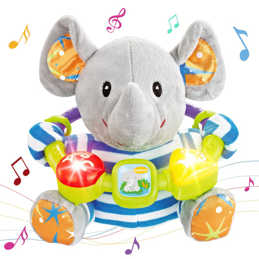 Kids Plush Elephant Toys with Musci Light, Soothing Toys for Boys Girls Baby, Hiloday New Year Christmas Toy Gifts
