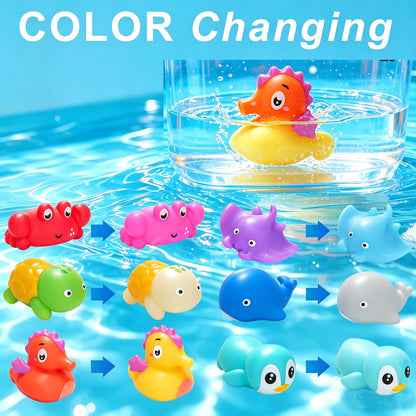 6pcs Color Changing Baby Bath Toys for Kids, No Hole Baby Tub Toys, Sea Animal Bathtub Shower Toys, Christmas gifts