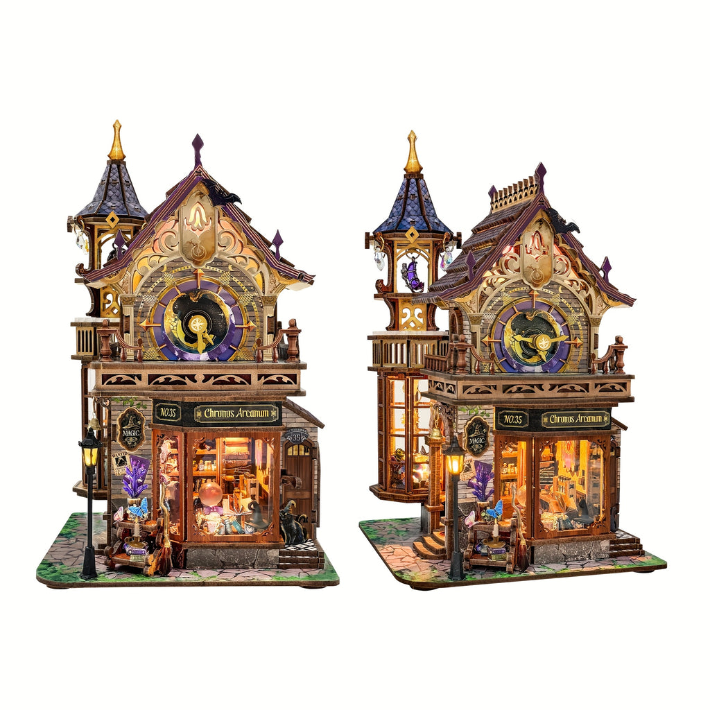 DIY Wood Building Bookhouse with Mechanical Movements - Compatible for Dollhouses, Miniature Model Building with Wood, Mechanical Link System Suitable for Collectors, Christmas/Thanksgiving Gift for &