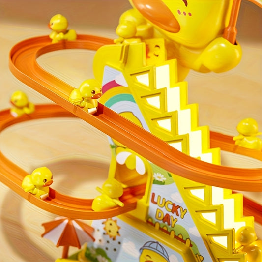 Electric Slide Duck Toys with Music, Ducklings Climbing Stairs Toy for Boys And Girls Age 3 4 5 6, Holiday Gift, Easter Halloween Christmas Gift