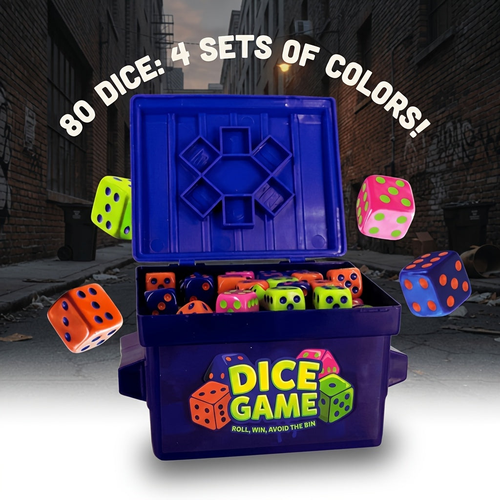 Dice Game - Fast-Paced Dice Rolling Game for Adults And Groups, Addictive 4-Player Board Games And Dice Set with 80 Dice, Funny Travel And Camping Games | Perfect for Game Night, Parties, Travel | Dice Games And Fun Party Games