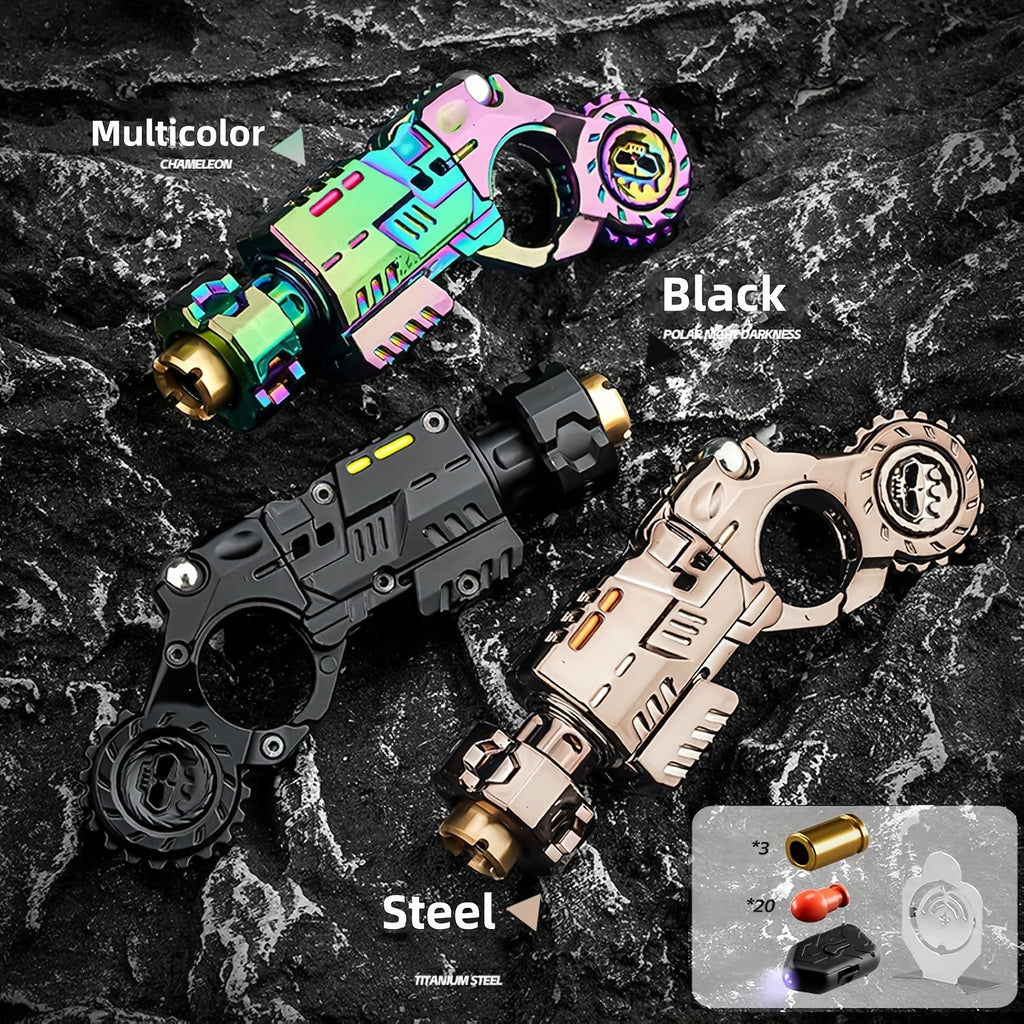 Metal Fidget Gun for Adults, with Reusable Shells*3/Bullets*20, Alloy Material Decompression EDC Fidget Spinner, Cool Relax Spinner Ring for Finger, Best Steel Mini Toy Gift for Men