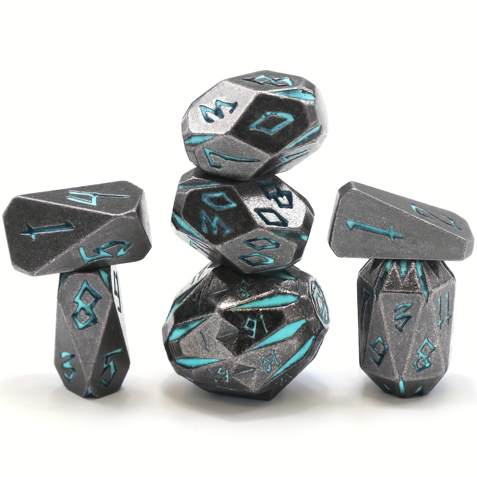 Premium Metal DND Dice Set 7pcs Stonehenge Themed Polyhedral Dice with Box, Ideal Christmas Thanksgiving Valentines Day Gifts(Blue)