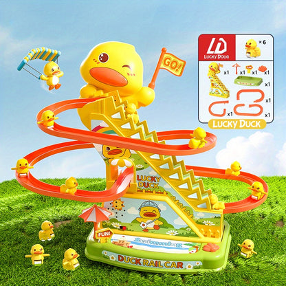 Electric Slide Duck Toys with Music, Ducklings Climbing Stairs Toy for Boys And Girls Age 3 4 5 6, Holiday Gift, Easter Halloween Christmas Gift