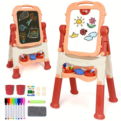 [Ideal Gift] Kids' Art Easel, Adjustable Standing Rotatable Double-Sided Easel with Painting Additions for Youngsters Boys And Girls Age 3+ Years Old, Standing Art Easel, Ideal Birthday/Christmas/New Year Gifts for Kids