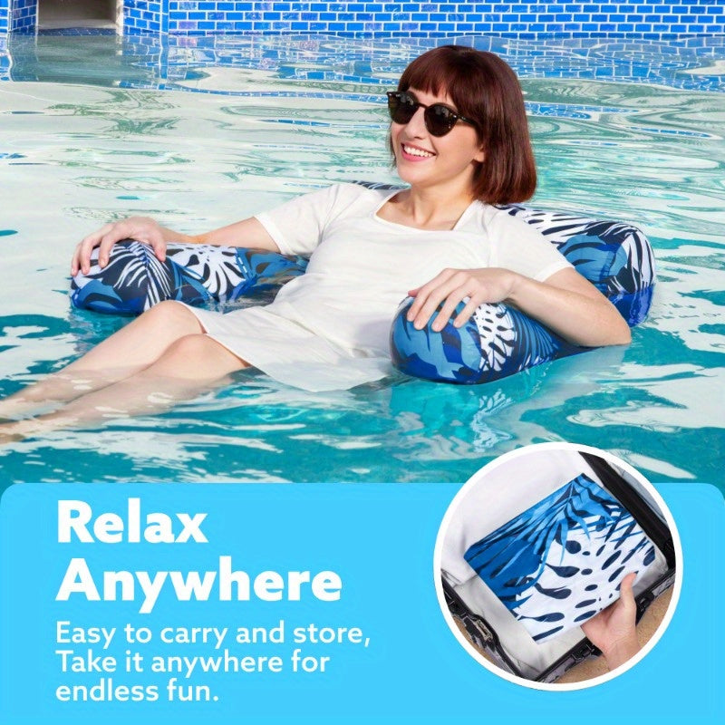 SYNCFUN 1/2 Pack Leaf Design Floating Lounger - Inflatable Pool Chair For Adults, Portable Summer Float For Beach, Lake & Pool Parties
