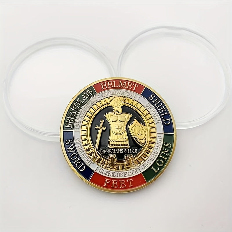 20 God'S Armor Challenge Commemorative Coins | Iron Prayer Coins, Christian Religious Gifts, Replica Coins, Golden Color