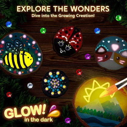 [Christmas Gift] Wooden Painting Craft Kit for Kids, Glow In The Dark- Arts And Crafts for Kids Ages 6+, Wood Slices with Art Activity Supplies, Wood Crafts for Boys And Girls Birthday Christmas Gift, Easter Painting