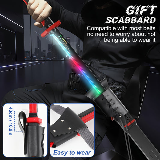[Special Offer]31.5" Pro Cosplay Light Katana, LED Sword, Luminous Saber - Features: Ejecting Spark Upon Draw, Water Mist System, Multi-Color LED, Sound Effects, Type-C Rechargeable, Ideal for Vlog, Role Play Gift for Teens & Adults Thanksgiving