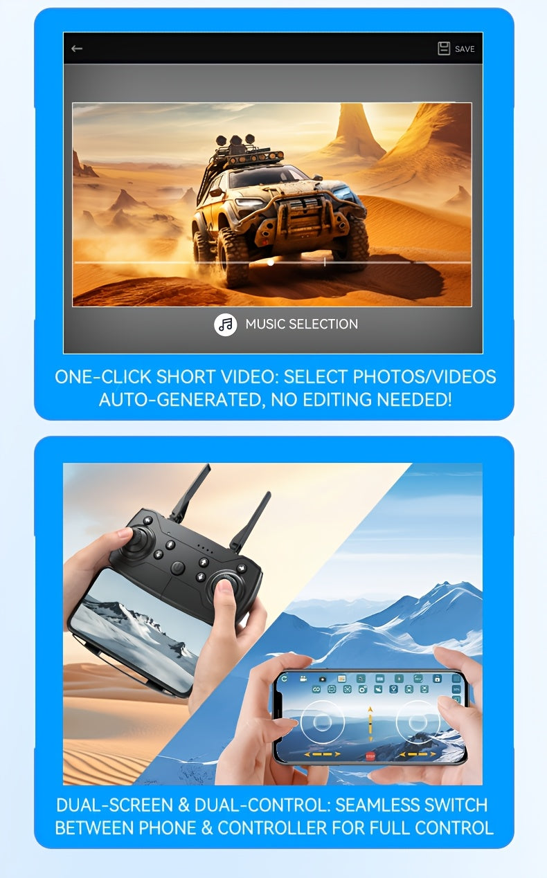 [HD Camera Drone] Tongli Upgraded Quadcopter Drone, Built-In HD Camera, Foldable Design, 3D Flips, USB-C Charging, Free Storage Bag Included, Beginner-Friendly, Aerial Photography Drone, Camera Drone For Vlogging, Outdoor Drone, Remote Control Drone
