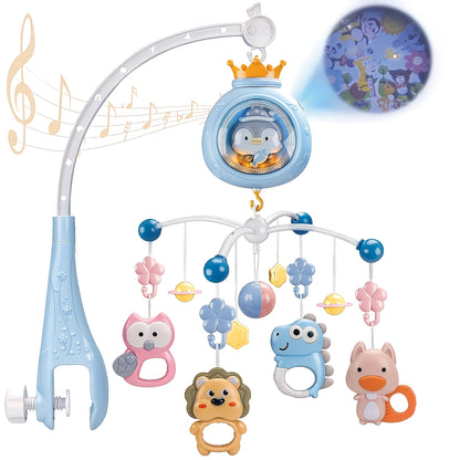 Baby Musical Mobile Crib with Music And Lights, Projection, Take-Along Rattle And Music Box for Babies Boy Girl Toddler Sleep