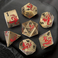 7pcs Of Retro Metal Dice Set, Finely Carved Pattern Fonts And Dragon Patterns, Including A Storage Bag with Dragon Patterns, Essential for TRPG Games, Tabletop Role-playing Game Props, Polyhedral Dice, D20 D12 D10 D8 D6 D4, Handmade Polishing