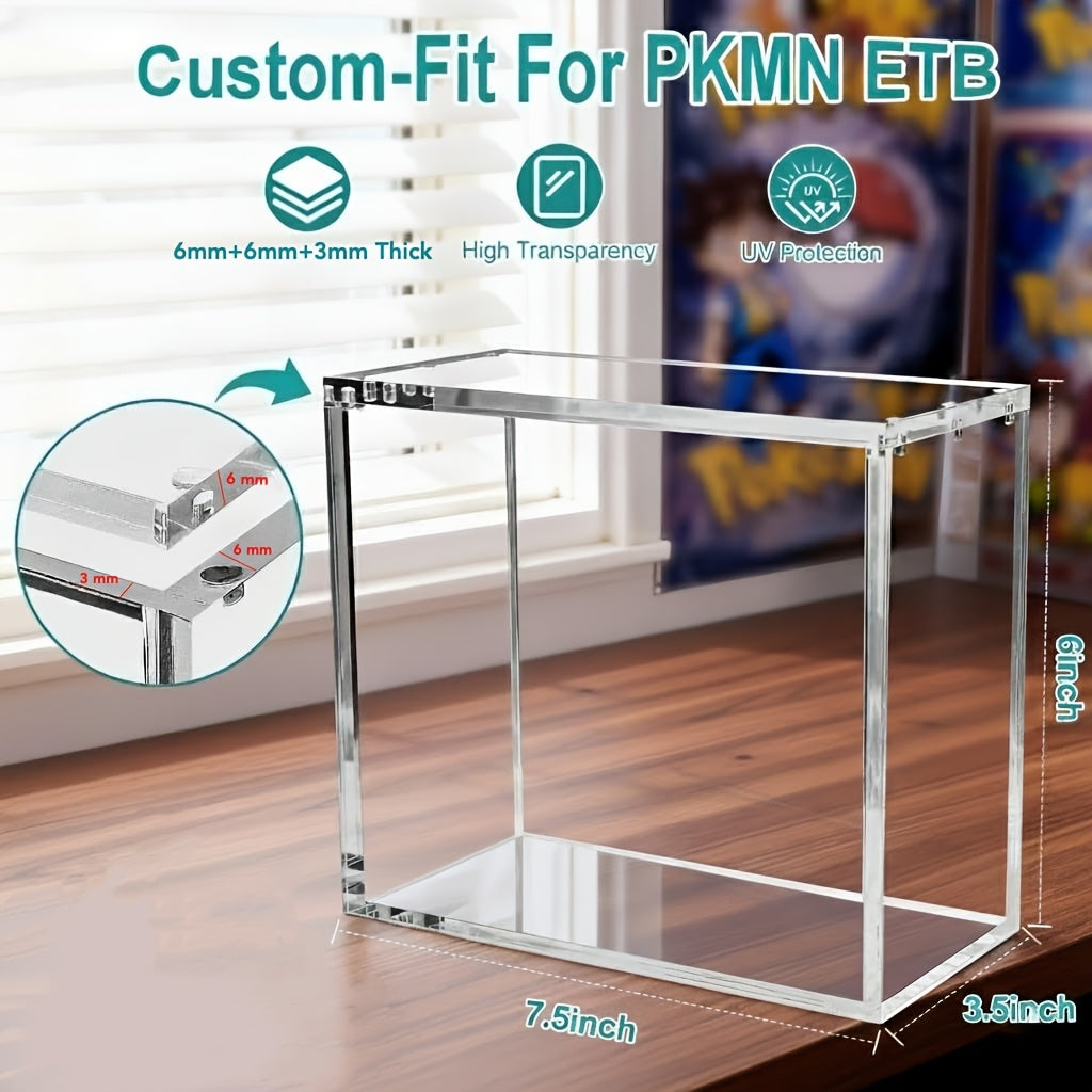 ETB Acrylic Case, 6Mm X 6Mm X 3Mm Thick Clear Acrylic ETB Display Box with Magnetic Lid - ETB Protector Case for Collectors, UV Resistant, Stackable Design