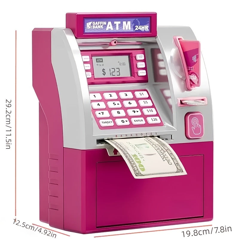 ATM Kids Penny Bank, Kids Banknote And Coin Savings Bank, Electronic ATM Cash Coin Savings Bank with Password, Suitable for Boys Girls Gift Toys, Christmas Gifts, Birthday Gifts