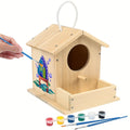 Bird House Kit, Wooden Birdhouse Kits, Arts And Crafts Kits for Boys Girls Kids, Build Your Own, with Brushes, Christmas Birthday Gift for Family Game, Arts & Crafts Draw Toys Supplies, Wooden Birdhouse Shelf