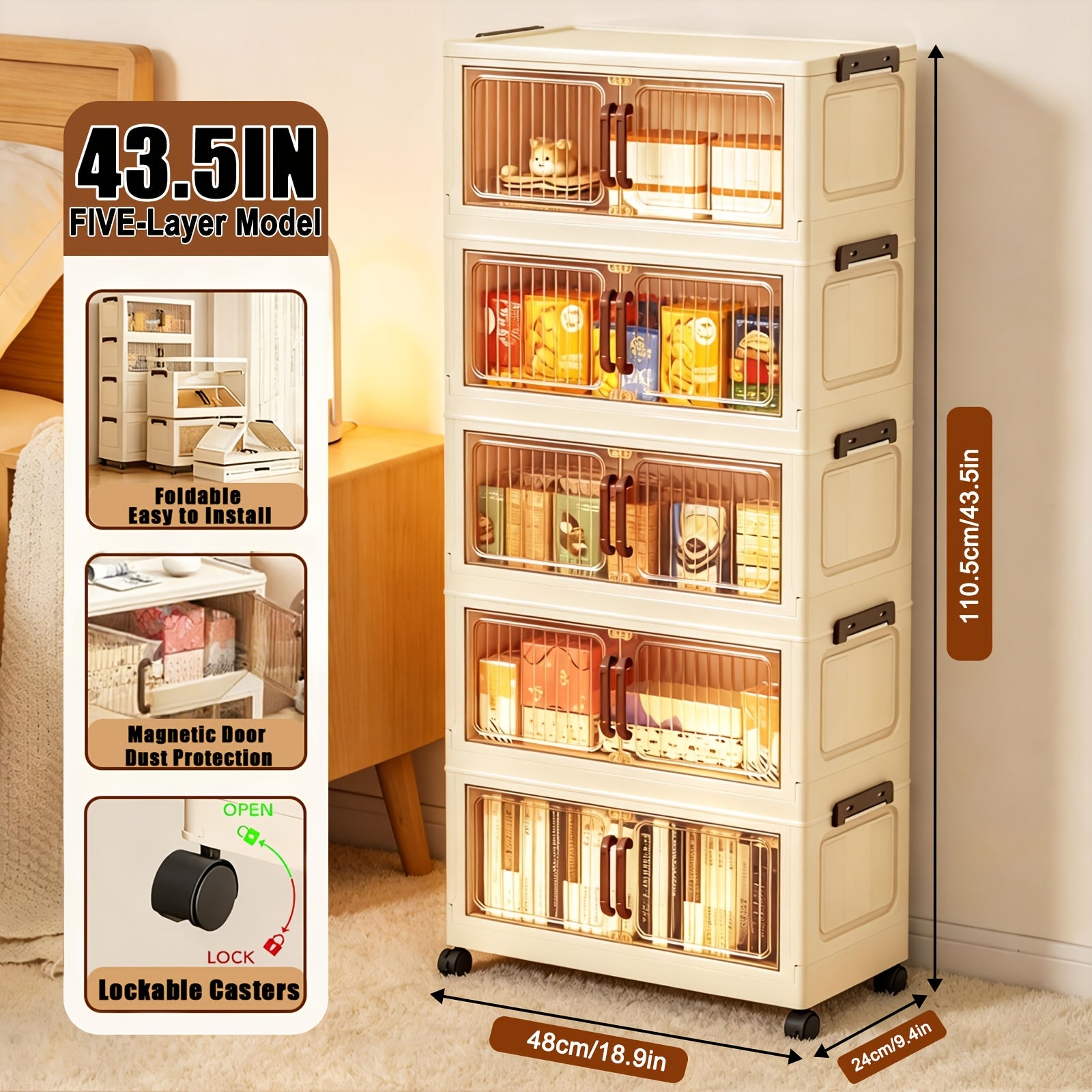 Curio Display Cabinet, Clear Acrylic Glass Door Blind Box Figure Display Case, Dust-Proof Showcase And Toy Storage Organizer Great for Retail Shelving And Retail Display Stands, Living Room Suitable for Mini Toys, Collectibles