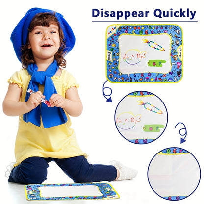 Kids Water Drawing Mat With Two Water Pens - Reusable, Mess-Free, Large Size, Interactive With Parents, Safe Material, Holiday Gifts For Boys And Girls, Easter, Day, Christmas