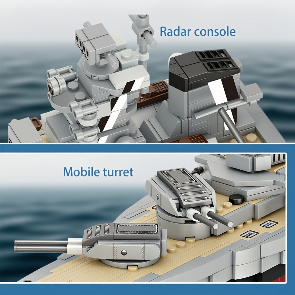 2081pcs Tech Battleship Clamp Block Building Set, MOC Large Warship Building Block Ornament Model, Adult Collectible Display Toy, Best Gift for Warship Enthusiasts 4201