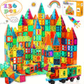 Magnetic Tiles 106pcs, 136pcs With 2 Cars, STEM Approved Educational Magnet Building Toys, Magnet Puzzles Stacking Blocks For Boys Girls, Best Birthday Christmas Gift For 3+ Years Old