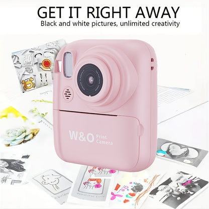 Instant Printer Camera for Kids - Camera Game MP3 3-in-1, Instant Print Photos In 1 Second, Puzzle Games, 10x Digital Zoom, 2.4'' HD Screen, Photography - 32G Card, Card Reader, USB Cable, Lanyard, Print Paper, Storage Bag - Perfect Halloween