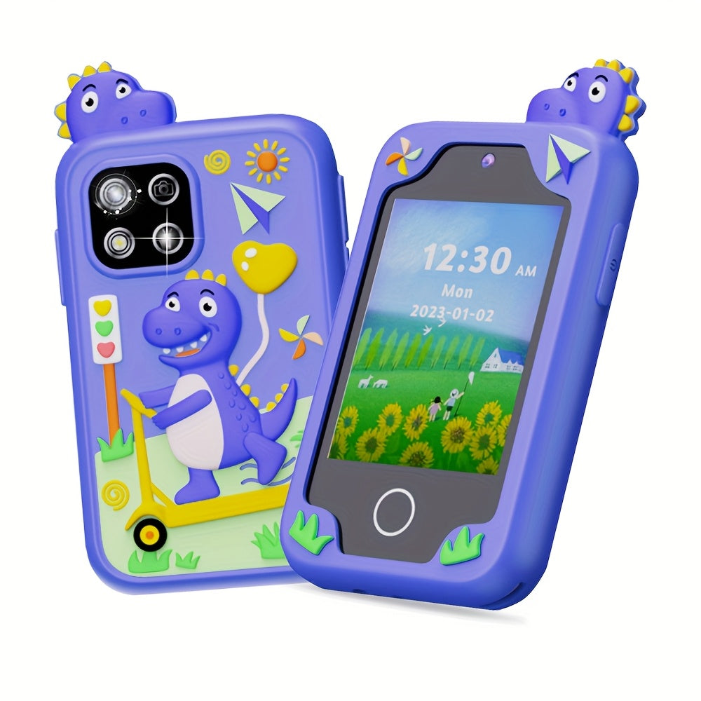 Fun Explorer Phone - 8GB HD Touchscreen Dual Camera Cell Phone With Dinosaur Design, Kids Toy Phone, Educational Travel Toy, Birthday Halloween Christmas Gift For Boys And Girls