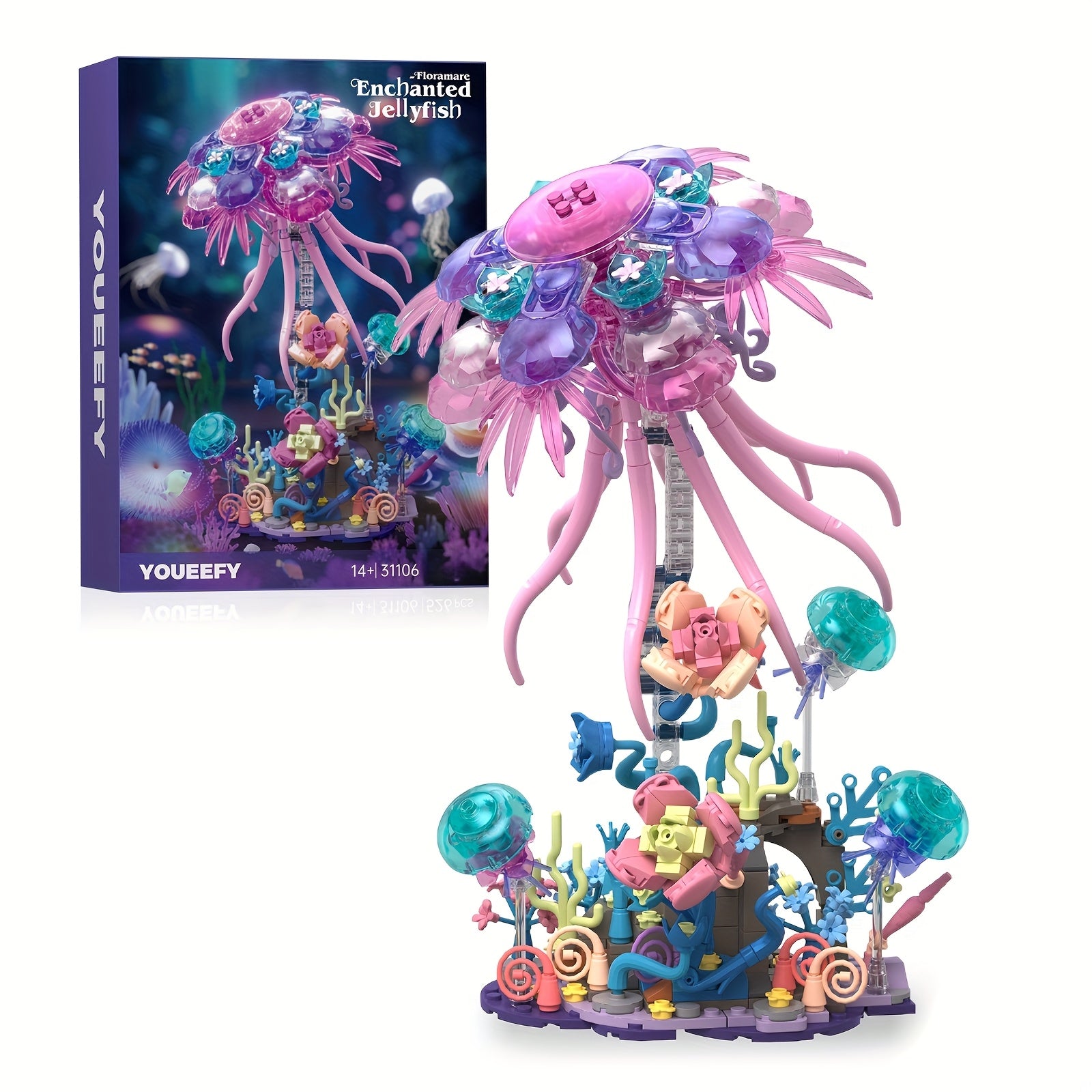 Creative Building Block Model Toy Kit - Jellyfish Building Brick Set, 526pcs, DIY Assembly Model for Adults, Ideas Gift for Valentine's Day & Birthday & Christmas & Halloween