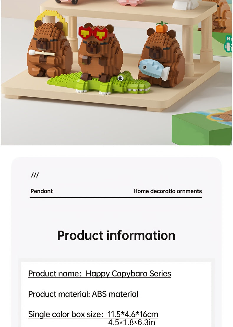 Easter, Easter Gifts, 562+pcs Collector's Edition Capybara Micro Particles Building Blocks, Eternal DIY Home Desk Decor, Suitable for Boys And Girls, Miniature Building Blocks, Assembly Set, Stress-relieving Toy, Children's Festival Gift