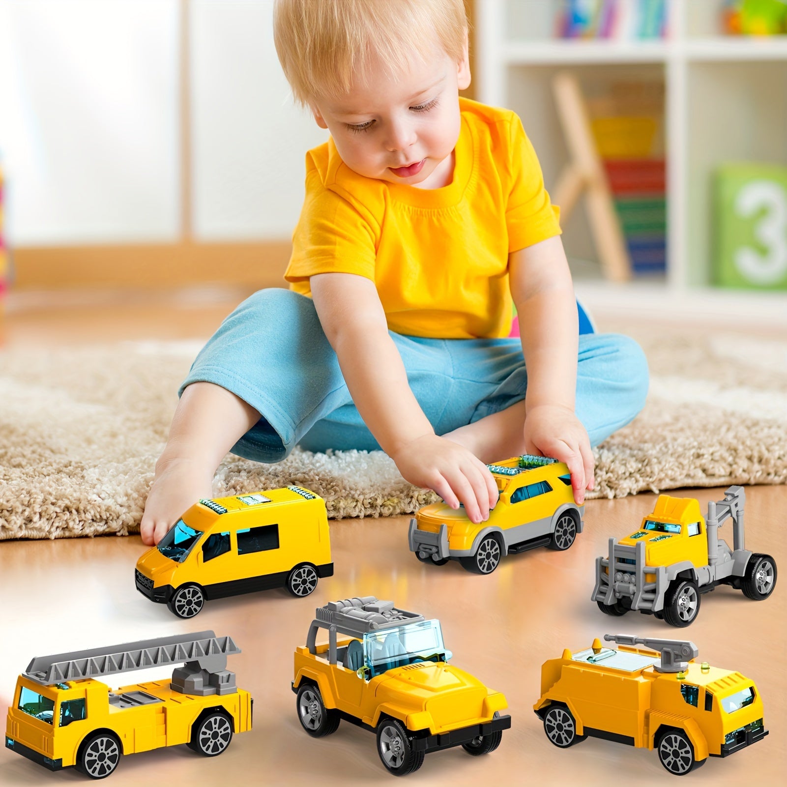 [Large Airplane Toys] Airplane Toys for 3 Year Old, Large Transport Spray Airplane Toys with 10 Vehicle Cars