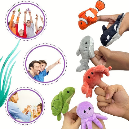 6pcs Finger Puppets Set, Cute Sea Animal Finger Puppet For Role-Playing Mini Hand Puppets Suitable For Kids, Sea Animal Puppets For Storytelling, Realistic Finger Puppet For Toddlers.