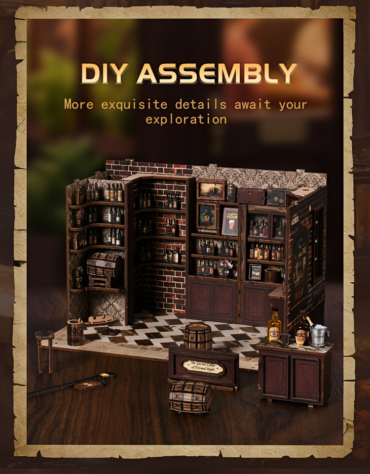 Wooden 3D Miniature Book Nook Puzzle Kit, Bookend Bookshelf Decoration Dollhouse For Teens Adults, Creative Handmade Craft Project, Unique Gift For Hobbyists Home Decor, Birthday Gift For Family And Friends