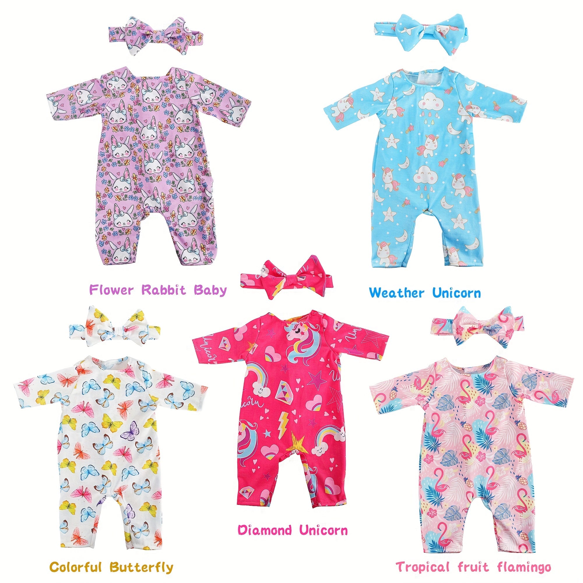 5 Sets Baby Doll Clothes New Born Baby Doll Accessories Fit For 14-16 Inch Baby Doll Clothes Dresses Outfits Pjs For 43cm New Born Baby Dolls (no Doll)