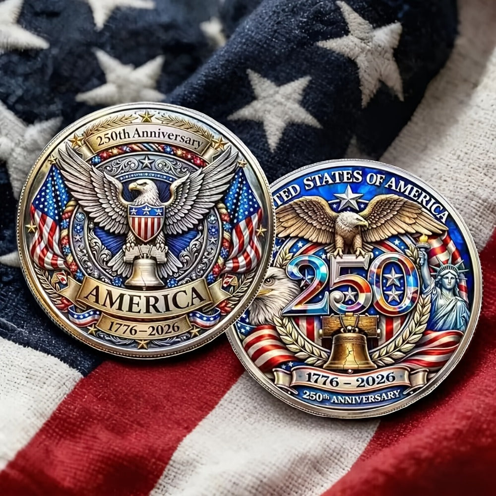 10 US 250Th Anniversary Coins - 1776 - 2026 Anniversary Coins - Collectible Commemorative Coins Featuring Dual Historical Patterns, Commemorative Gifts with a 250-Year History