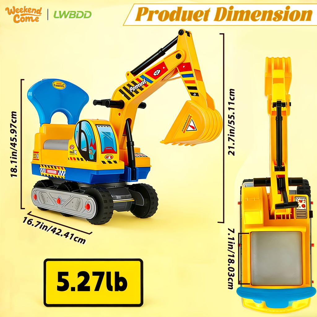 [Holiday Gift Birthday Gift] Large Ride-On Engineering Vehicle Toy - Manual-Powered Beach & Indoor Play, Ride On Toys Design Gifts with Safety Bumpers, Durable Construction Truck-Holiday Gift & Sturdy Build Quality Ages 3 4 5 6 +, Perfect Birthday Gift To