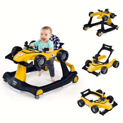 4-In-1 Baby Walker Foldable Activity Push Walker Adjustable Height Blue