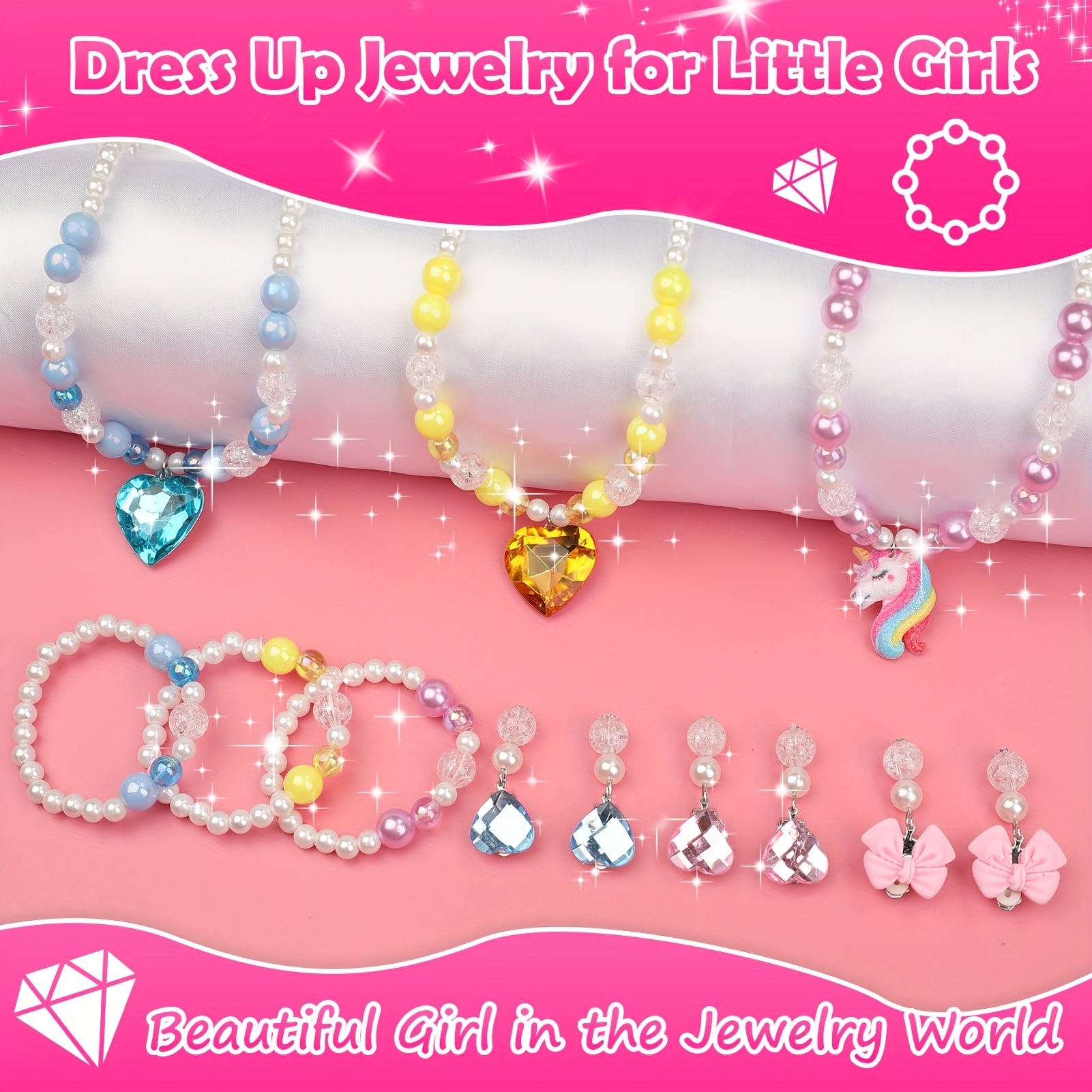 152pcs of Kids' Jewelry, Toys, Costume Jewelry, Dress-Up Additions, And Hair Items Including Clips And Bands Suitable for Children Aged 3 And Above, Perfect As Birthday Presents for Girls And Gifts for Day