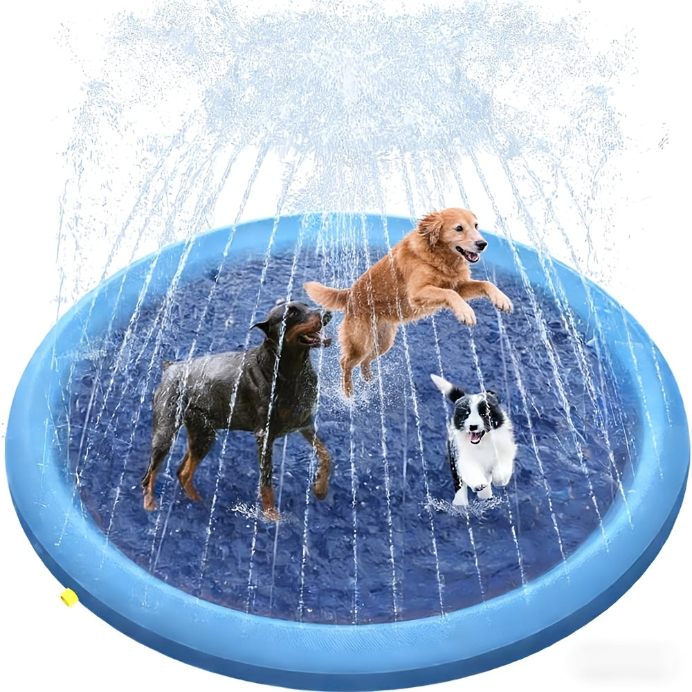 Extra Thick Splash Pad for Large Dogs, 0.6Mm Non-Slip Durable Dog Sprinkler Pool & Cooling Mat, Heavy Duty Summer Outdoor Water Play Fountain for Jumbo Breeds