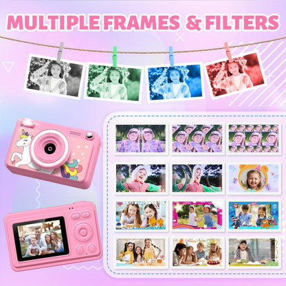 Kids Instant Print Camera - 1080P HD, 5 Rolls Paper And 32GB Card, Ideal Gift for Boys And Girls Age 3-14