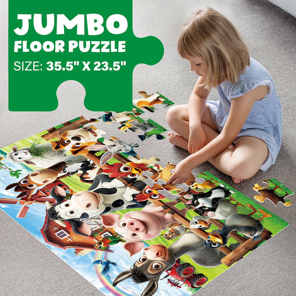 Floor Puzzles For Kids, Magical Mermaid/ Farm Animals Puzzles For Kids Ages 3+, Large Jigsaw Puzzles, Education Preschool Tools For Boys Girls 3+ 4 5 6+ Years Old, Intelligence Challenging Educational Gift, for Christmas Xmas Birthday