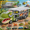 13 Packs Super Value Dinosaur Truck Toys for Kids, Transport Carrier Truck with Sound & Light, Dinosaur Truck with 12 Pull Back Cars, Small Dinosaur Cars Set with Friction Powered, Christmas Birthday Gifts Toys for 3+ Year Old Boy