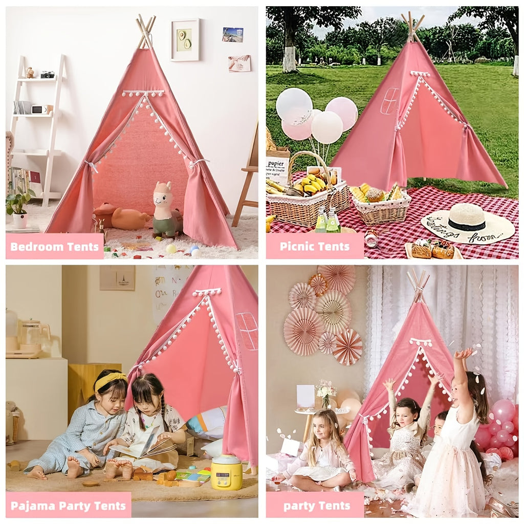 Teepee Tent, Indoor/Outdoor Play Tent Suitable for Nordic Conical Family Princess Small House, Washable Tent for Birthdays And Holidays, Christmas And Halloween (Without Padding)