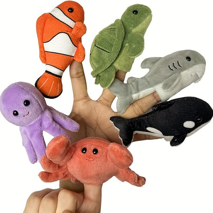 6pcs Finger Puppets Set, Cute Sea Animal Finger Puppet For Role-Playing Mini Hand Puppets Suitable For Kids, Sea Animal Puppets For Storytelling, Realistic Finger Puppet For Toddlers.