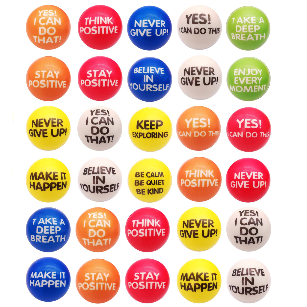 [Inspirational Sponge Balls] 30-Pack Inspirational Slogan Sponge Balls | 6.3cm Diameter, Classroom, Office, Team Building, Encouragement Reward, Creative Fun Hand Fitness Relaxation Ball, Party Event, Christmas Gift