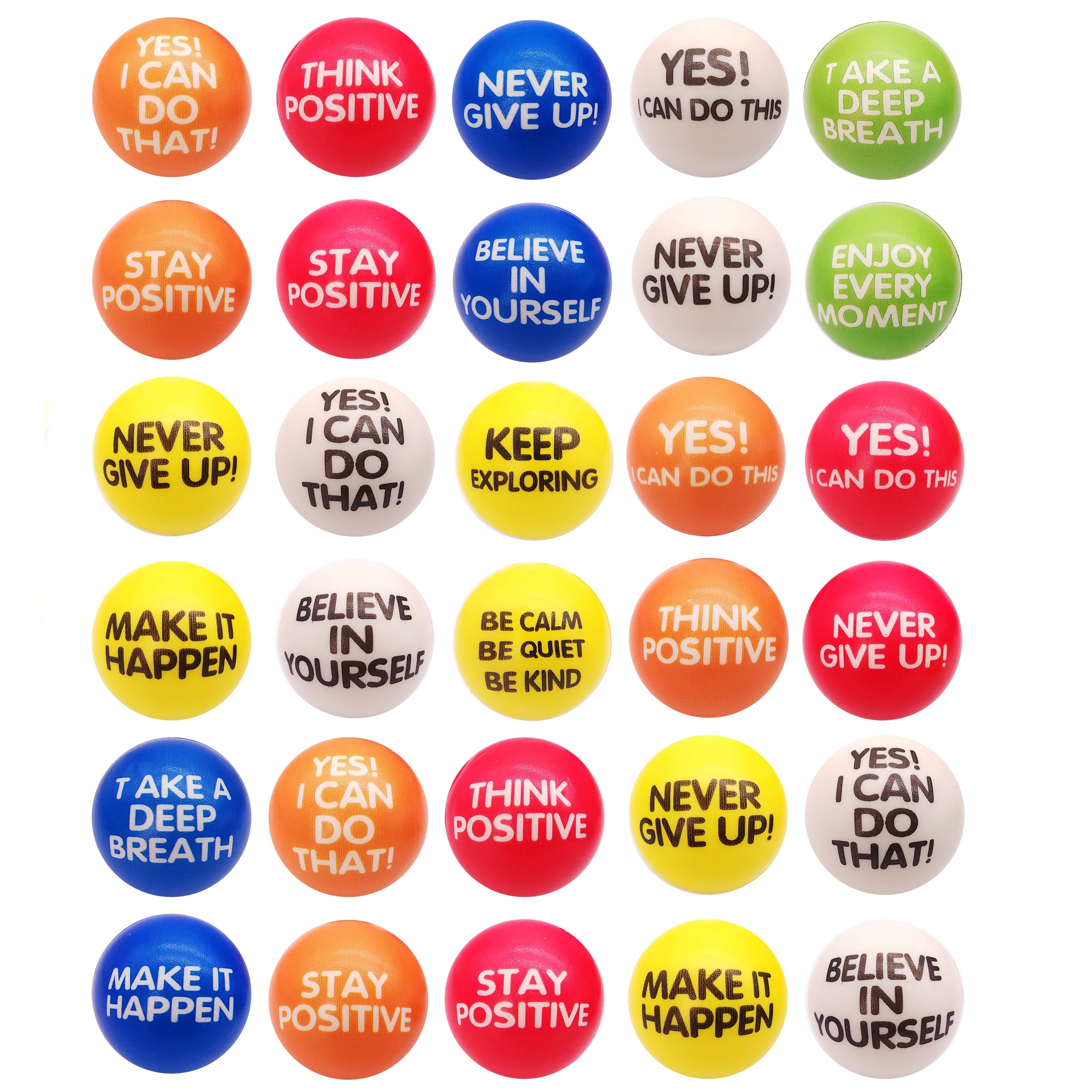 [Inspirational Sponge Balls] 30-Pack Inspirational Slogan Sponge Balls | 6.3cm Diameter, Classroom, Office, Team Building, Encouragement Reward, Creative Fun Hand Fitness Relaxation Ball, Party Event, Christmas Gift