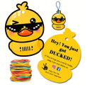 50 Pack Duck Duck Ducking Game Card Printed  Duck Tags with Round Hole And Rubber Bands Duck Duck Card Ducked Card (Yellow)